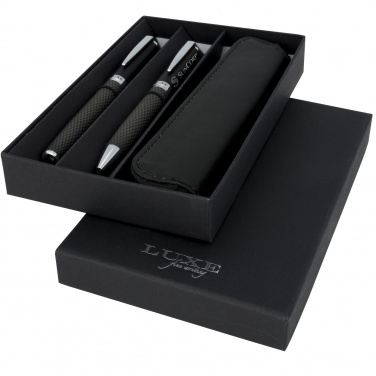 Logo trade promotional products picture of: Carbon duo pen gift set with pouch