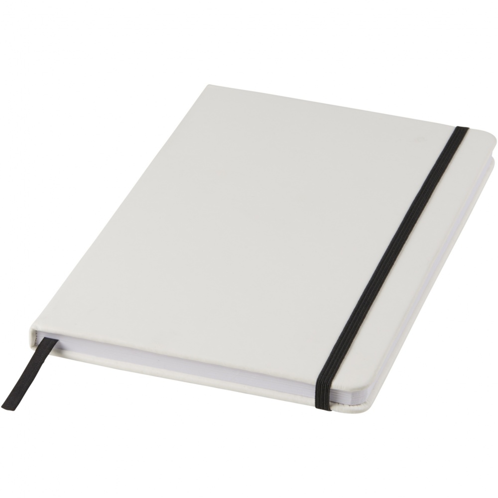 Logo trade promotional giveaways picture of: Spectrum A5 white notebook with coloured strap