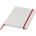 Spectrum A5 white notebook with coloured strap, White / Red