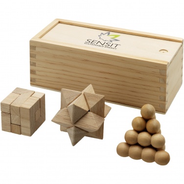 Logo trade promotional items image of: Brainiac 3-piece wooden brain teaser set