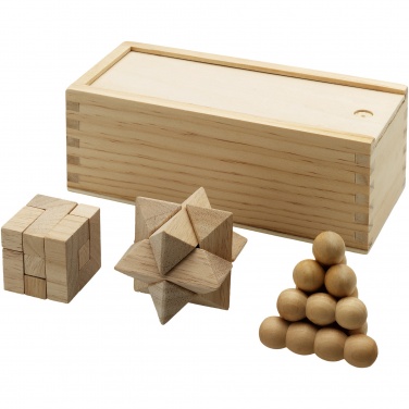 Logo trade business gift photo of: Brainiac 3-piece wooden brain teaser set