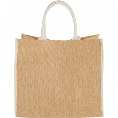 Logo trade corporate gifts image of: Harry coloured edge jute tote bag 25L