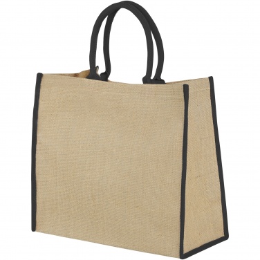 Logo trade corporate gifts image of: Harry coloured edge jute tote bag 25L