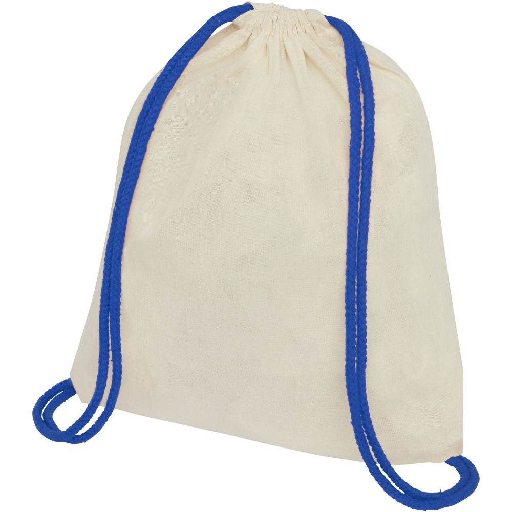 Logo trade business gift photo of: Oregon 100 g/m² cotton drawstring bag with coloured cords 5L