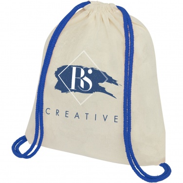 Logo trade advertising products picture of: Oregon 100 g/m² cotton drawstring bag with coloured cords 5L