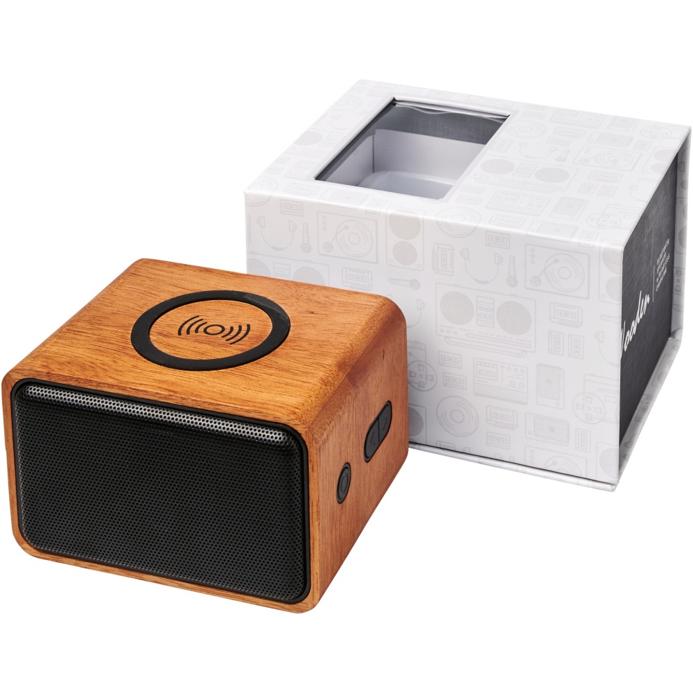 Logotrade business gift image of: Wooden 3W speaker with wireless charging pad