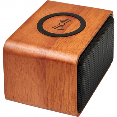 Logotrade promotional giveaway image of: Wooden 3W speaker with wireless charging pad