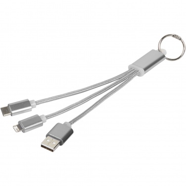 Logo trade promotional gifts image of: Metal 3-in-1 charging cable with keychain