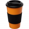 Americano® 350 ml insulated tumbler with grip, Orange / Solid black