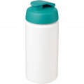 Baseline® Plus grip 500 ml flip lid sport bottle, White / Aqua