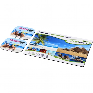 Logo trade advertising products image of: Brite-Mat® mouse mat and coaster set combo 3