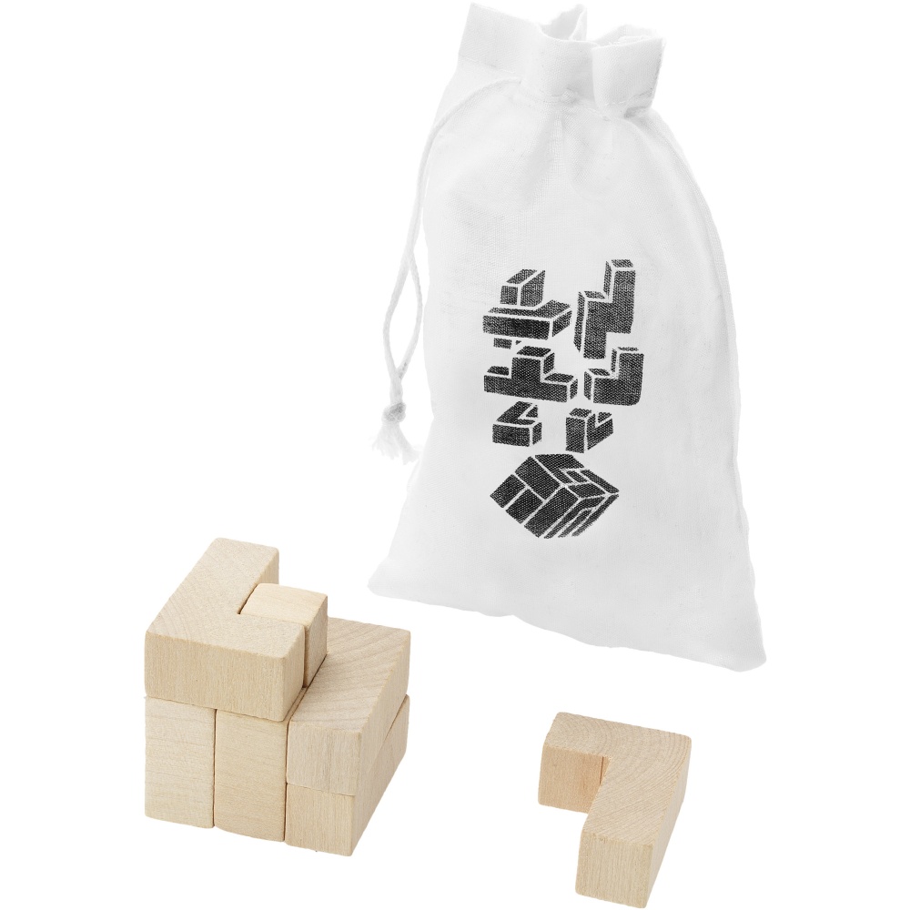 Logo trade business gift photo of: Solfee wooden squares brain teaser with pouch