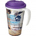 Brite-Americano® Grande 350 ml mug with spill-proof lid, White / Purple