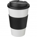 Americano® 350 ml tumbler with grip & spill-proof lid, White / Solid black