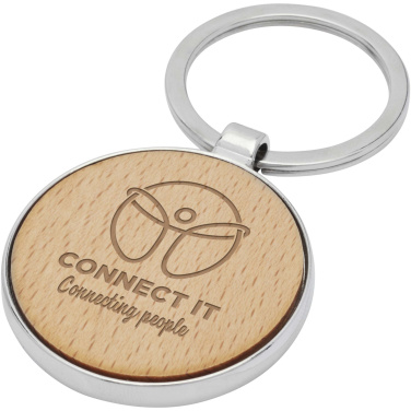 Logo trade advertising products picture of: Moreno beech wood round keychain