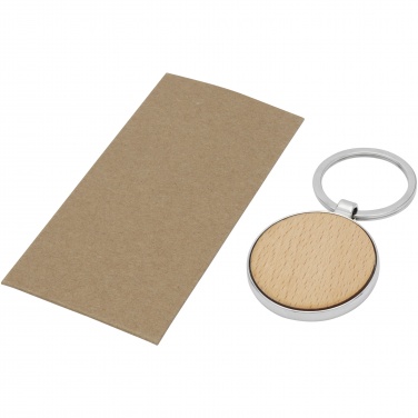 Logo trade advertising products picture of: Moreno beech wood round keychain