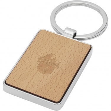 Logo trade promotional gifts image of: Mauro beech wood rectangular keychain