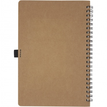 Logo trade promotional merchandise picture of: Cobble A5 wire-o recycled cardboard notebook with stone paper