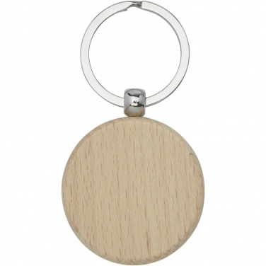 Logo trade promotional products image of: Giovanni beech wood round keychain