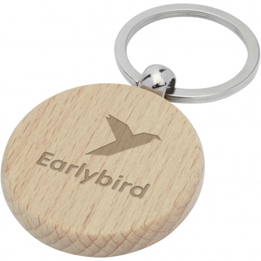 Logo trade promotional merchandise image of: Giovanni beech wood round keychain