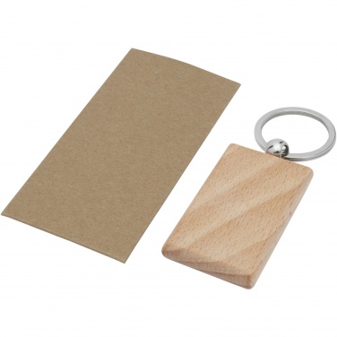 Logo trade promotional gifts picture of: Gian beech wood rectangular keychain