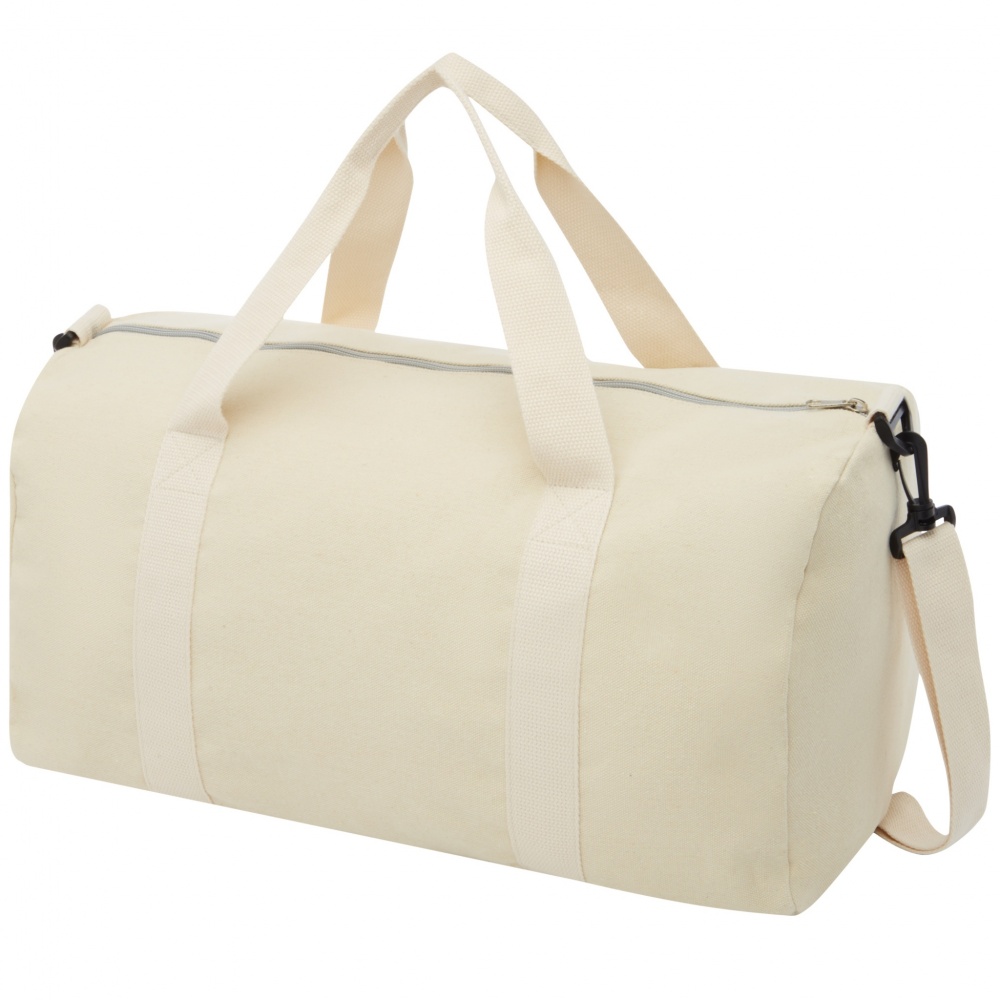 Logo trade promotional products image of: Pheebs 450 g/m² recycled cotton and polyester duffel bag 24L