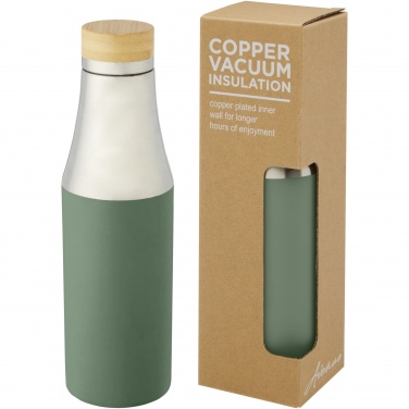 Logo trade business gifts image of: Hulan 540 ml copper vacuum insulated stainless steel bottle with bamboo lid