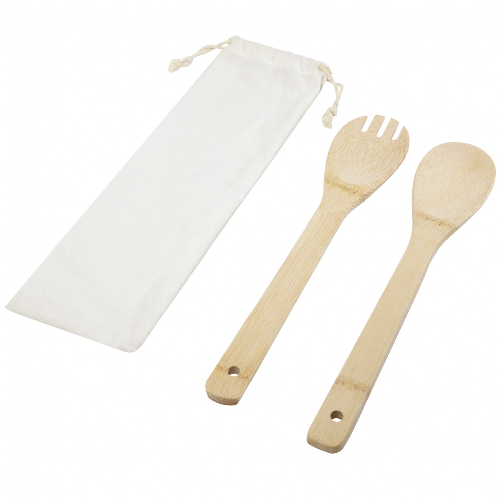 Logo trade promotional merchandise photo of: Endiv bamboo salad spoon and fork