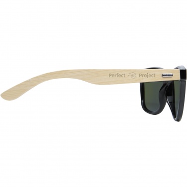 Logo trade promotional items image of: Taiyō rPET/bamboo mirrored polarized sunglasses in gift box