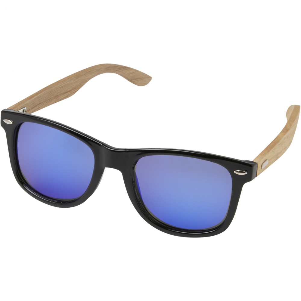 Logo trade promotional item photo of: Hiru rPET/wood mirrored polarized sunglasses in gift box