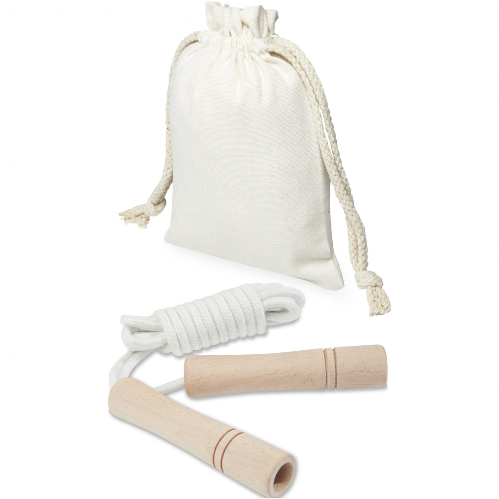 Logotrade promotional products photo of: Denise wooden skipping rope in cotton pouch