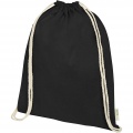 Orissa 140 g/m² organic cotton drawstring bag 5L, Solid black