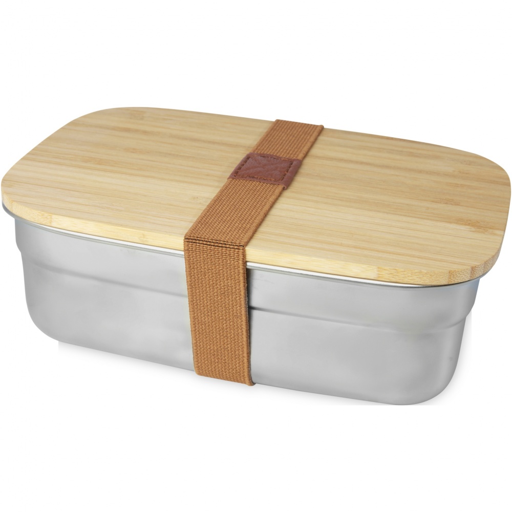 Logo trade promotional item photo of: Tite stainless steel lunch box with bamboo lid