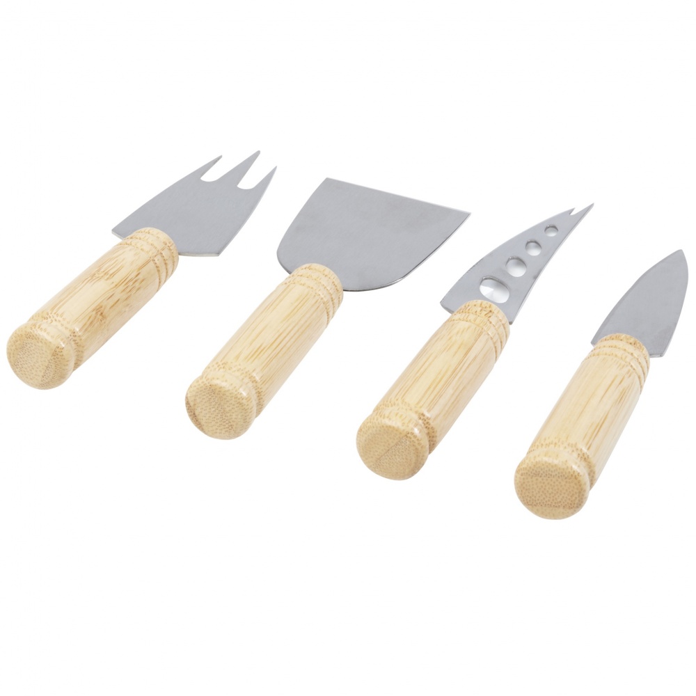 Logo trade promotional merchandise photo of: Cheds 4-piece bamboo cheese set