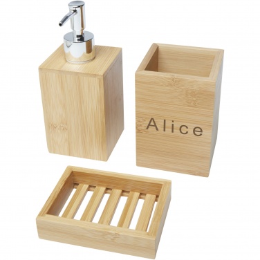 Logo trade promotional giveaways picture of: Hedon 3-piece bamboo bathroom set