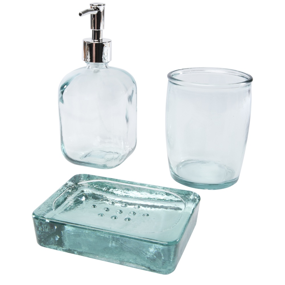 Logo trade advertising products image of: Jabony 3-piece recycled glass bathroom set