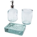 Jabony 3-piece recycled glass bathroom set, Transparent clear