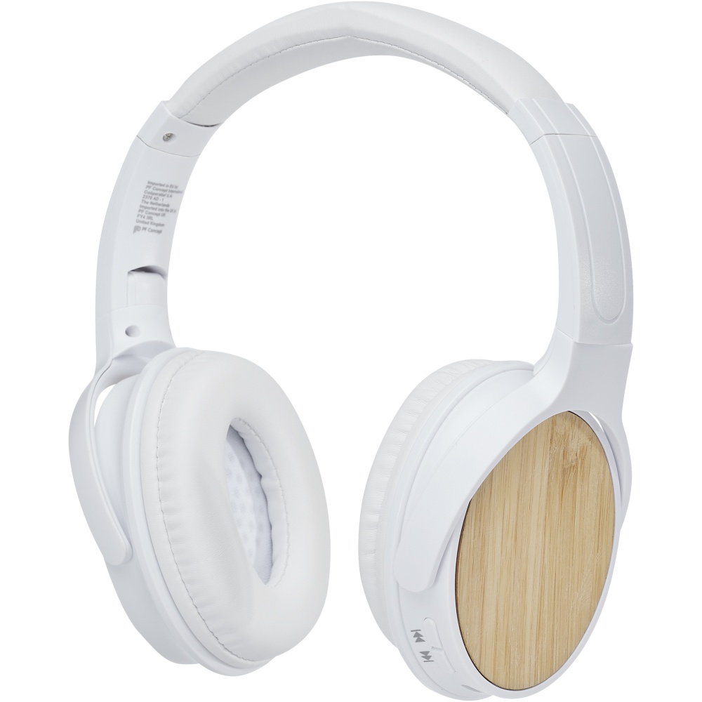 Logotrade promotional giveaway image of: Athos bamboo Bluetooth® headphones with microphone