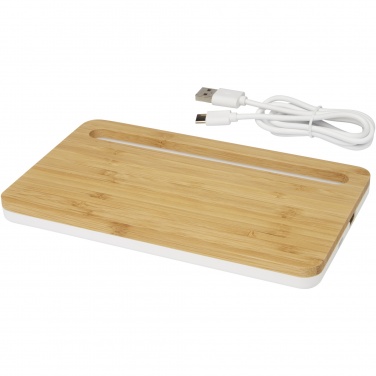 Logo trade corporate gifts picture of: Medake 10W bamboo wireless charger