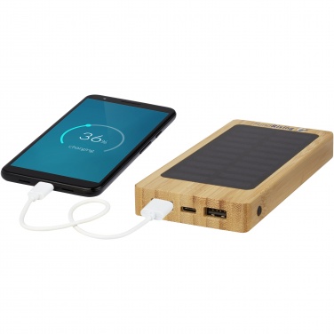 Logo trade corporate gift photo of: Alata 8000 mAh bamboo solar power bank