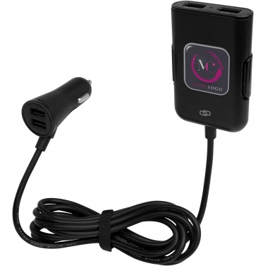 Logo trade promotional merchandise photo of: Pilot dual car charger with QC 3.0 dual back seat extended charger