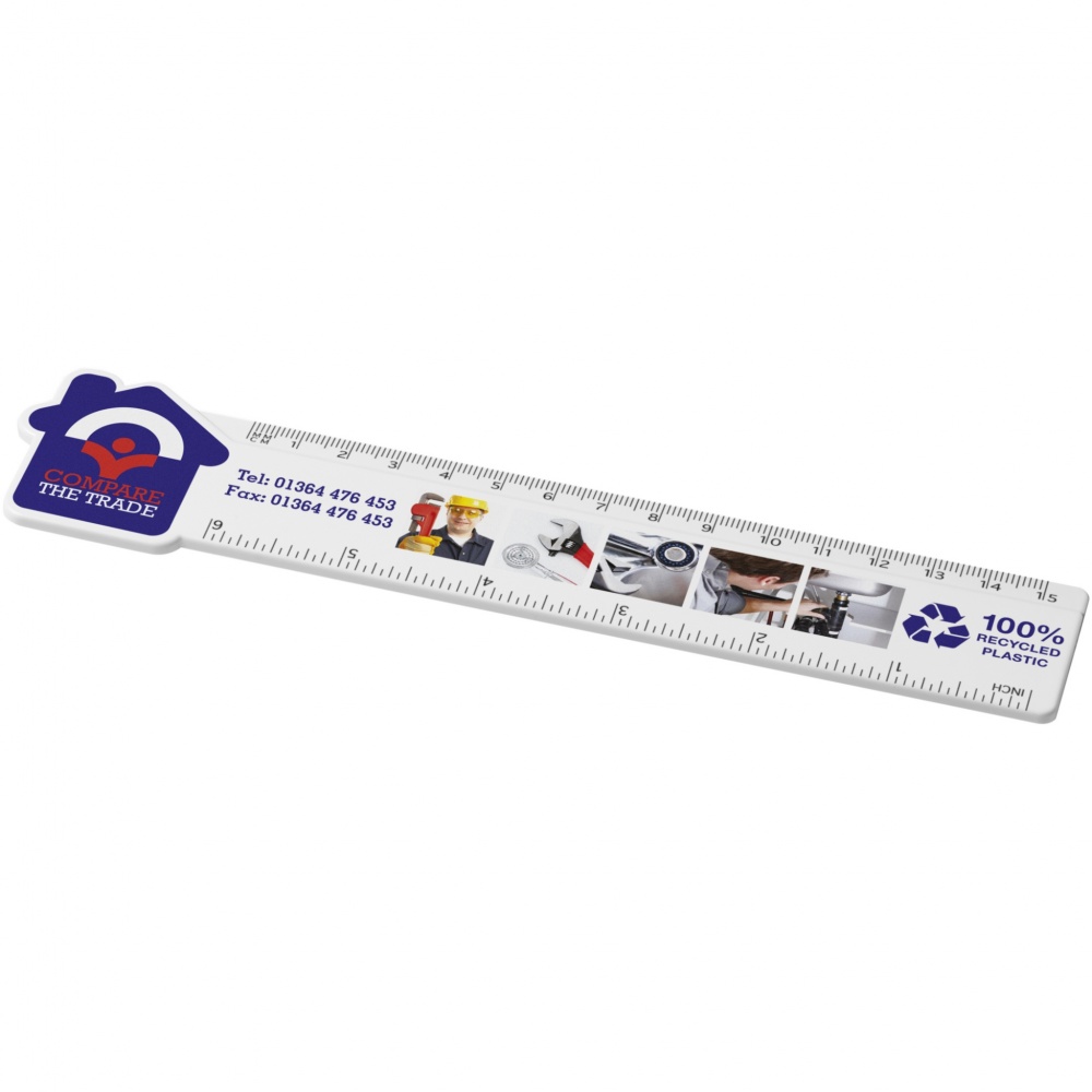 Logotrade business gift image of: Tait 15 cm house-shaped recycled plastic ruler