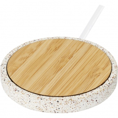 Logo trade corporate gifts picture of: Terrazzo 10W wireless bamboo charging pad