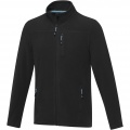 Amber men's GRS recycled full zip fleece jacket, Solid black