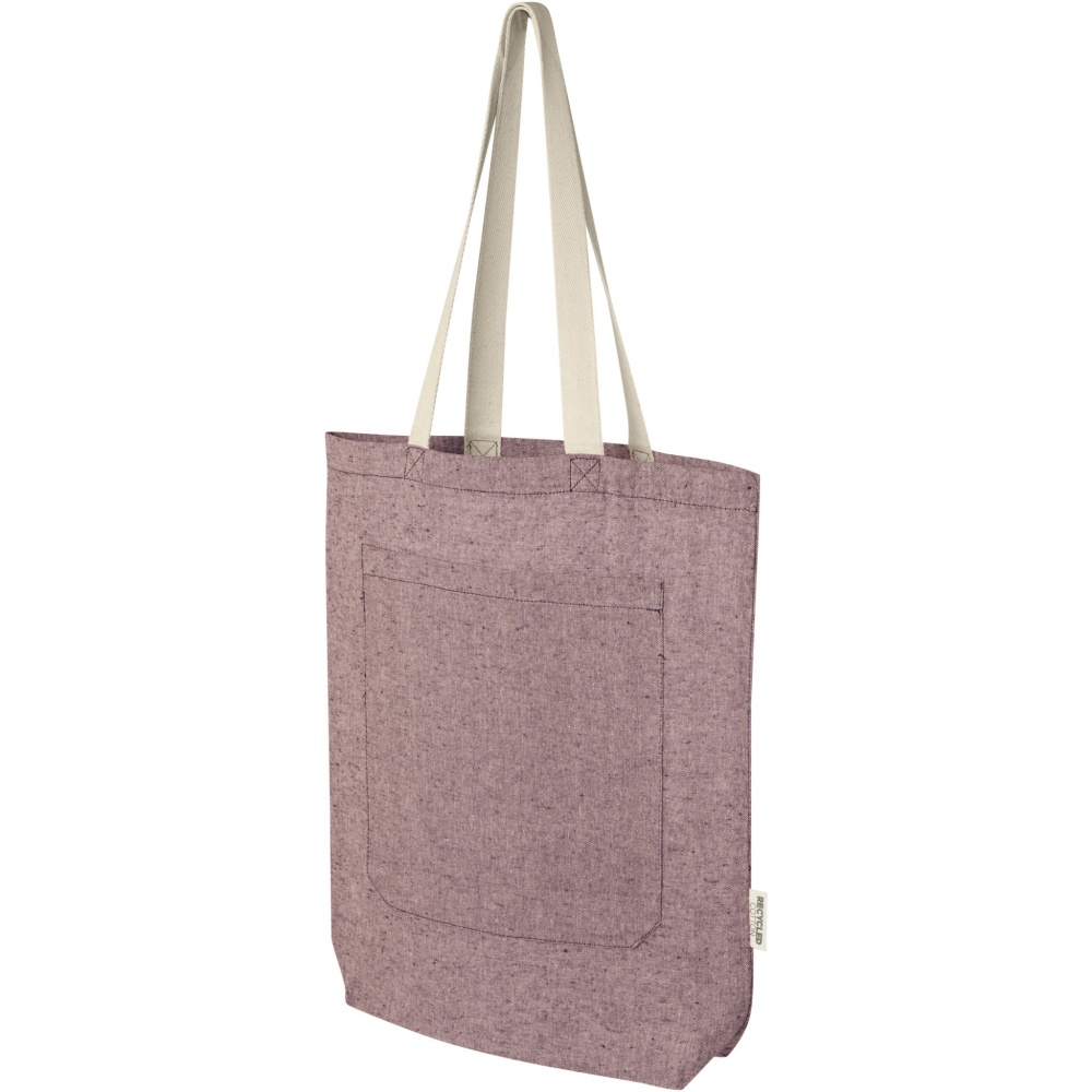 Logotrade promotional merchandise picture of: Pheebs 150 g/m² recycled cotton tote bag with front pocket 9L