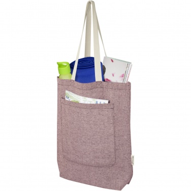 Logo trade promotional merchandise image of: Pheebs 150 g/m² recycled cotton tote bag with front pocket 9L