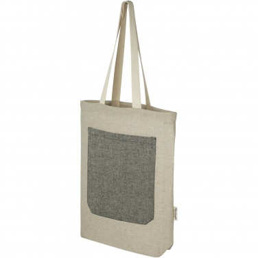 Logo trade promotional merchandise picture of: Pheebs 150 g/m² recycled cotton tote bag with front pocket 9L