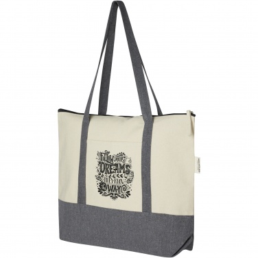 Logotrade promotional giveaway picture of: Repose 320 g/m² recycled cotton zippered tote bag 10L