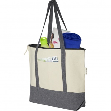 Logo trade promotional gifts picture of: Repose 320 g/m² recycled cotton zippered tote bag 10L