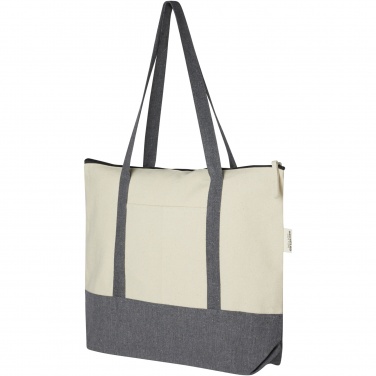 Logo trade promotional merchandise photo of: Repose 320 g/m² recycled cotton zippered tote bag 10L